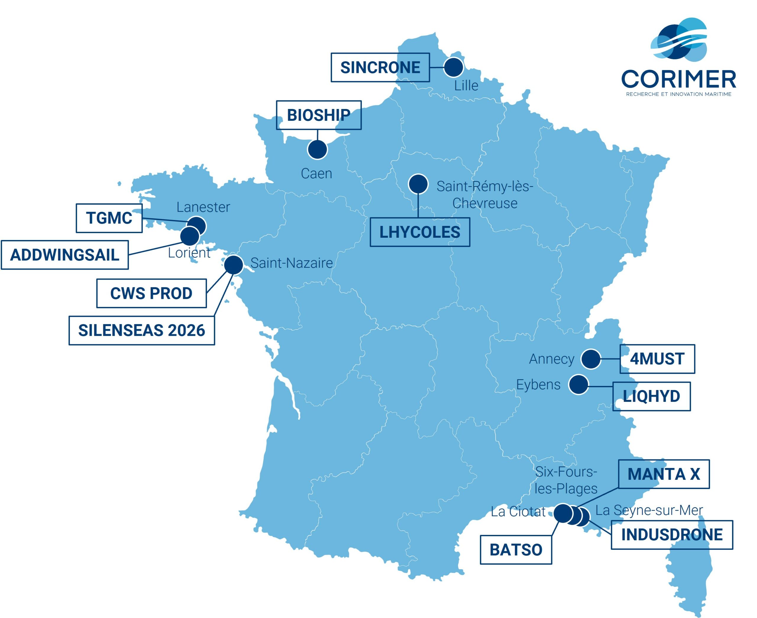 Carte de France des premiers lauréats de l’AMI 2022